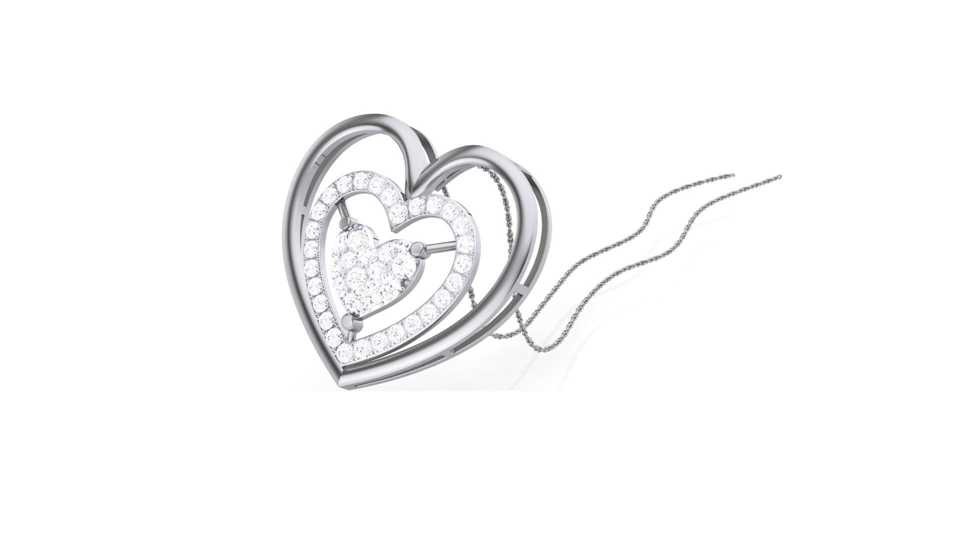 Women Heart Love Diamond Pendant stl renders details 3D print model_2