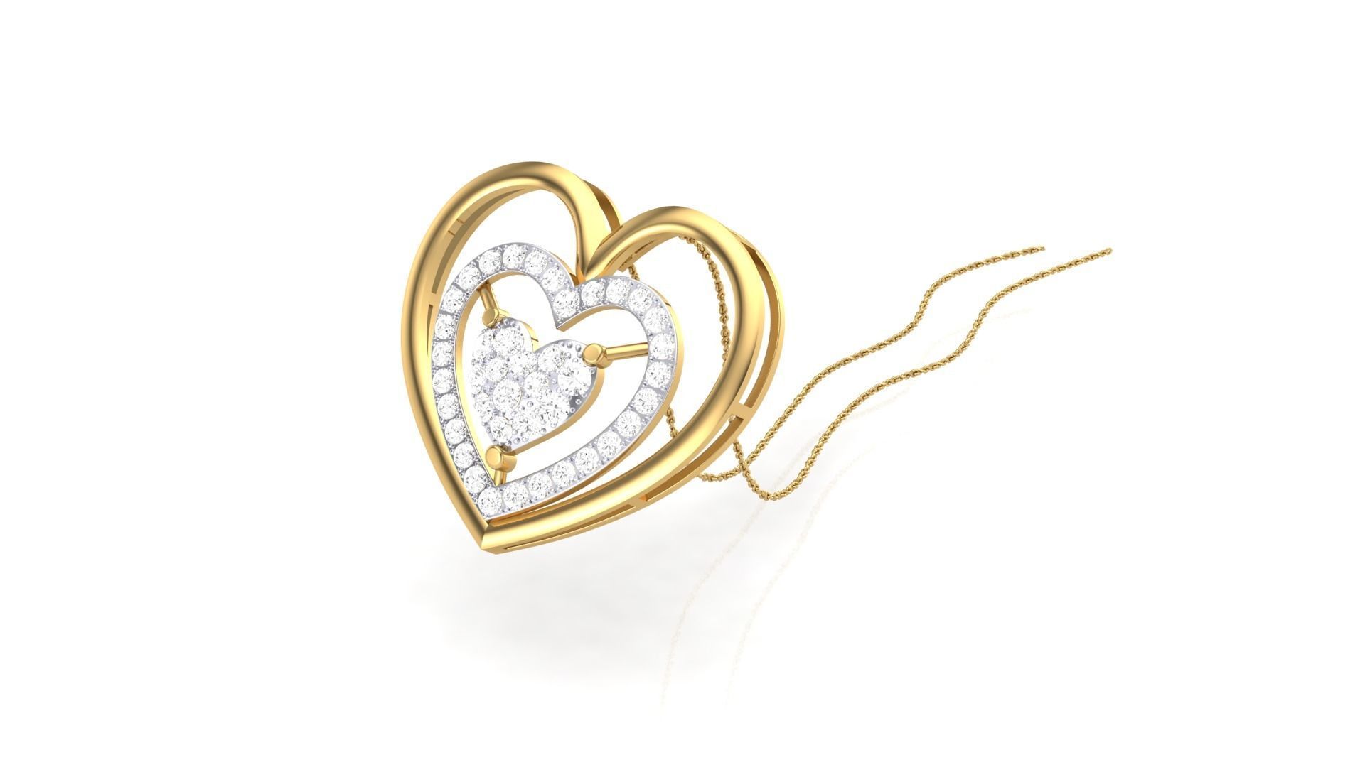 Women Heart Love Diamond Pendant stl renders details 3D print model_1