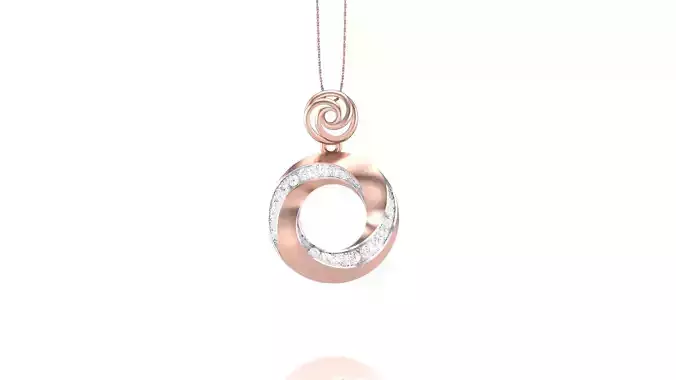 Women Round Diamond Heart Pendant 3dm stl renders details