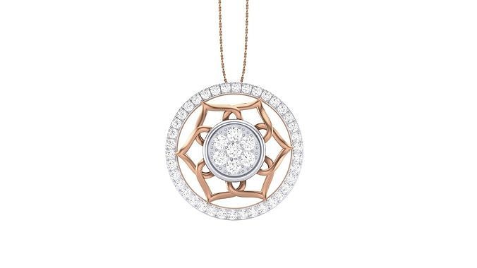 Women flower Diamond Pendant 3dm stl renders details 3D print model