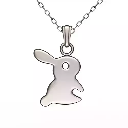 Rabbit Pendant Necklace Chrome Low-poly 3D model