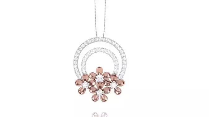 Women Flower Diamond Pendant 3dm stl renders details 3D print model