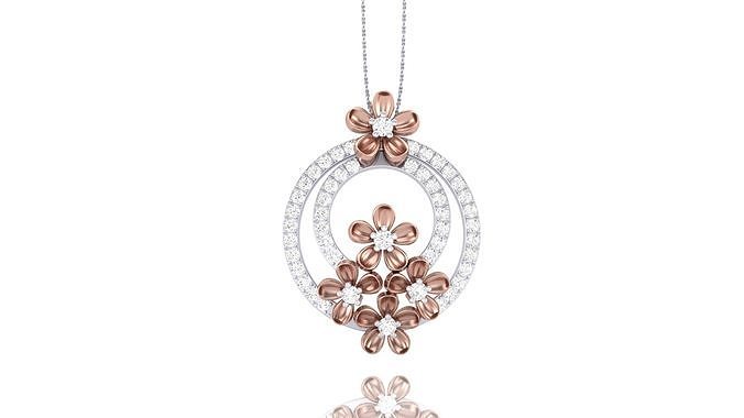 Women Flower  Diamond Pendant 3dm stl renders details 3D print model