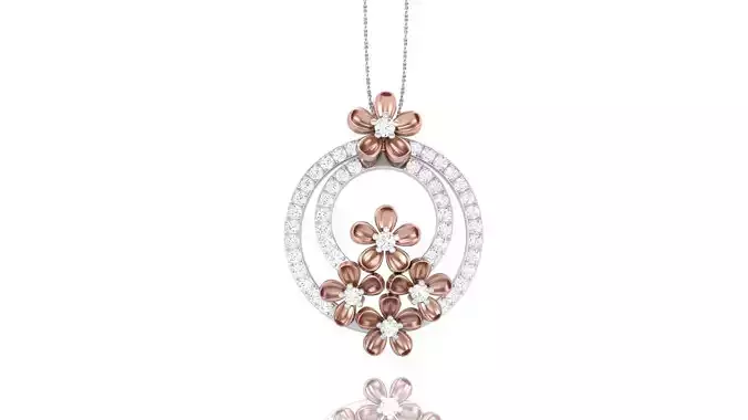 Women Flower  Diamond Pendant 3dm stl renders details 3D print model