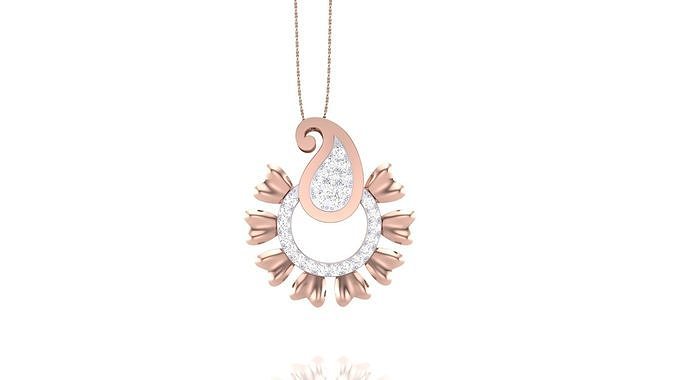 Women Flower Diamond Pendant 3dm stl renders details 3D print model