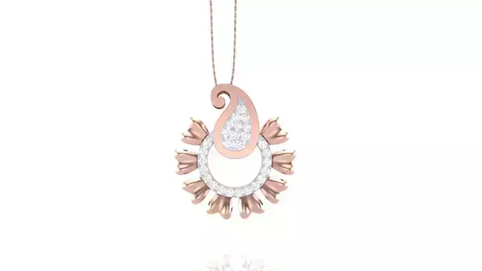 Women Flower Diamond Pendant 3dm stl renders details 3D print model