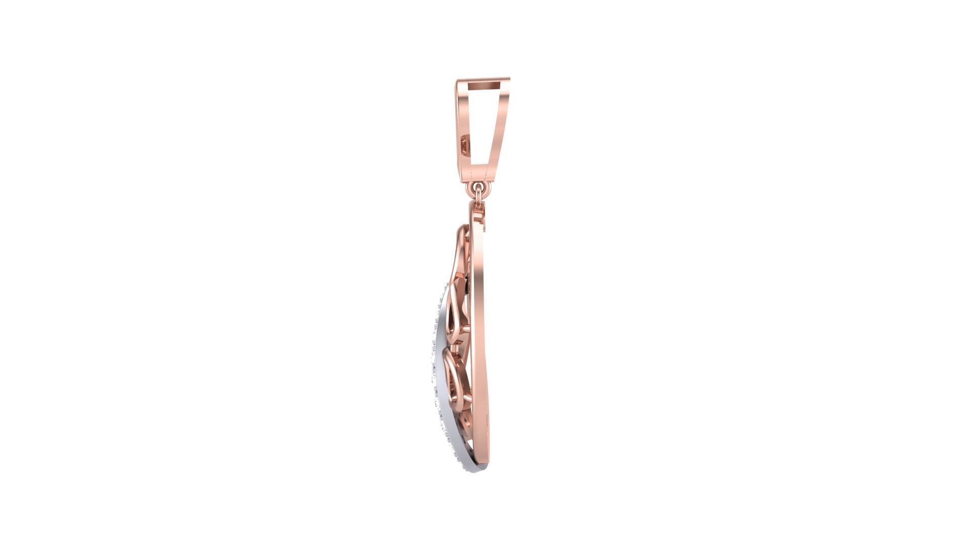 Women Leaf Diamond Pendant 3dm stl renders details 3D print model_8