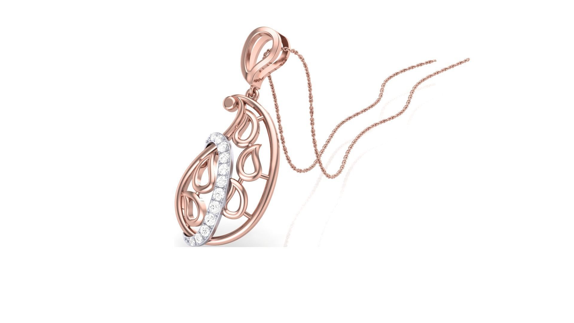 Women Leaf Diamond Pendant 3dm stl renders details 3D print model_2