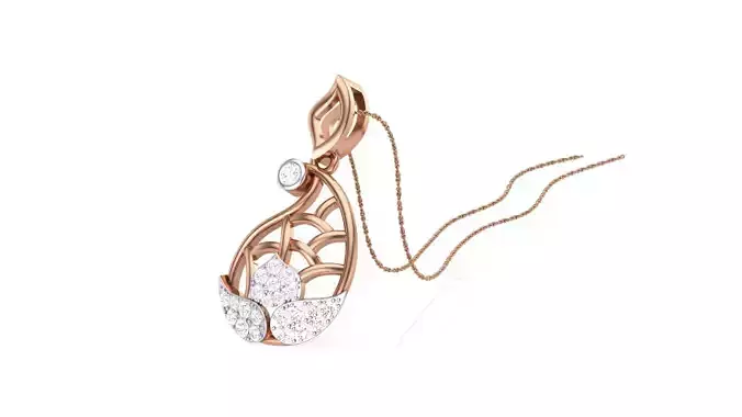 Leaves Mesh Wire  Diamond Pendant 3dm stl renders details