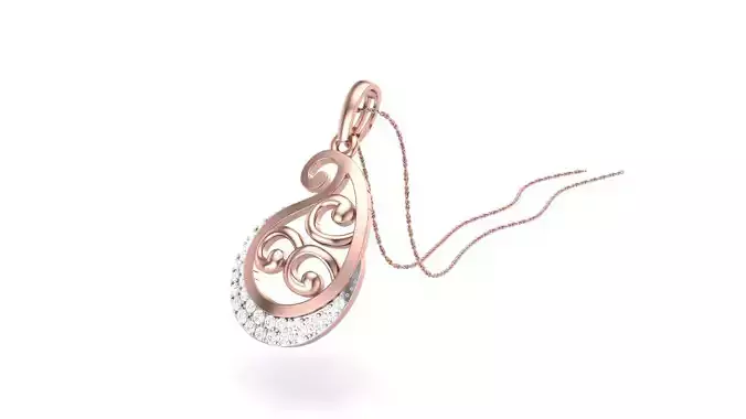 Women Diamond Pendant 3dm stl renders details