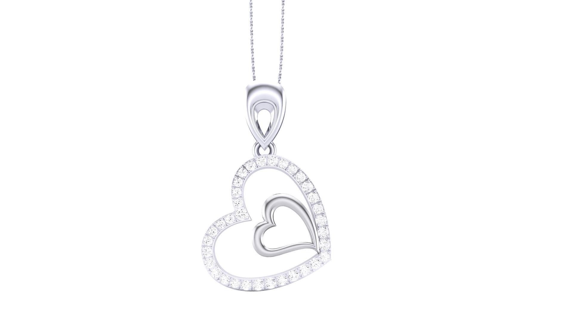 Women Heart Love Diamond Pendant stl renders details 3D print model_6