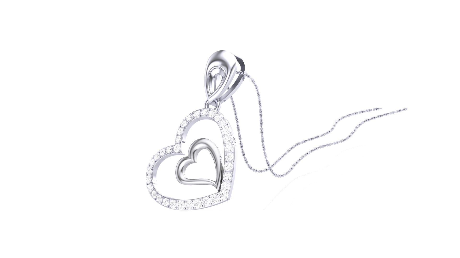 Women Heart Love Diamond Pendant stl renders details 3D print model_2