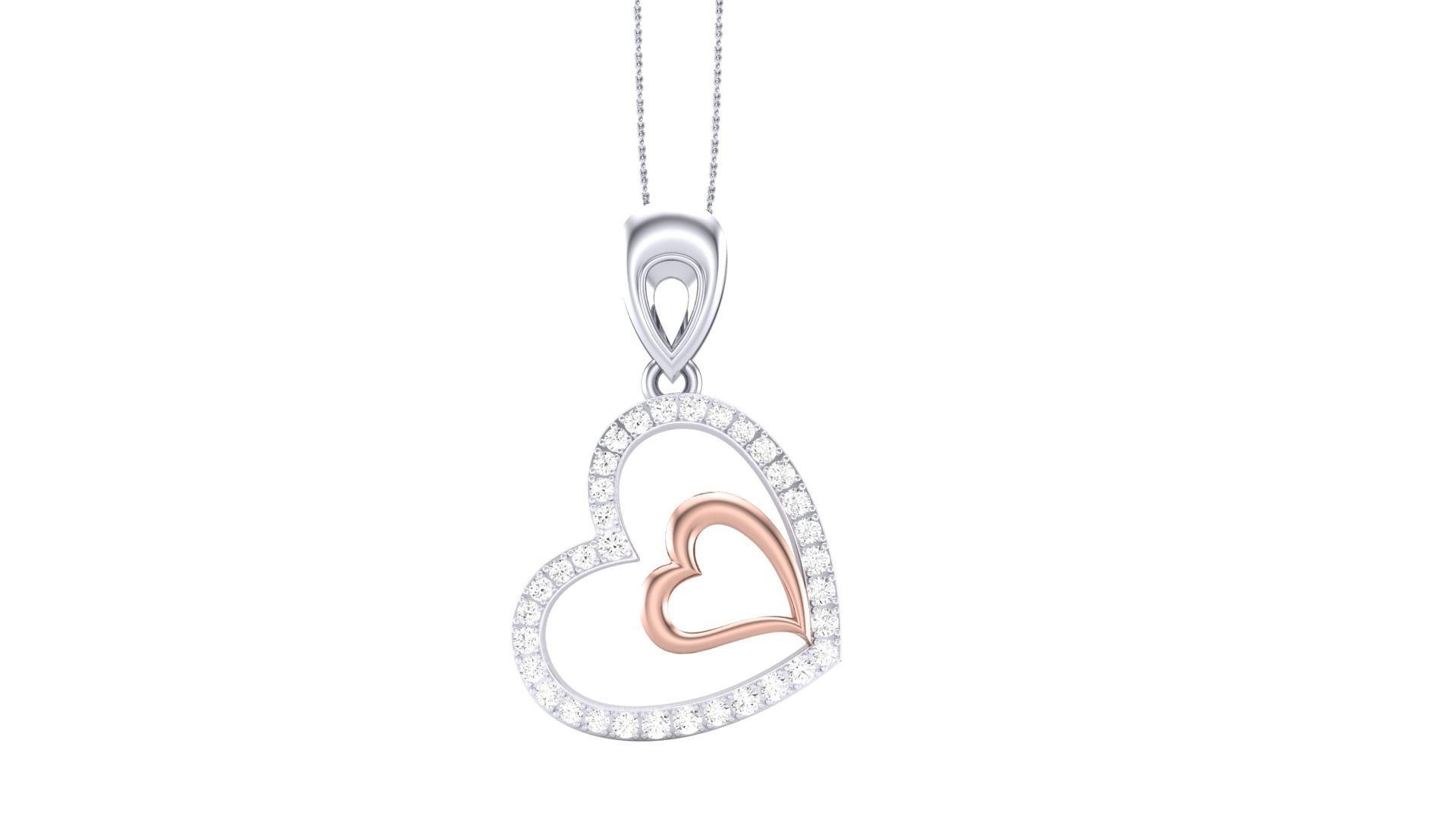 Women Heart Love Diamond Pendant stl renders details 3D print model_5