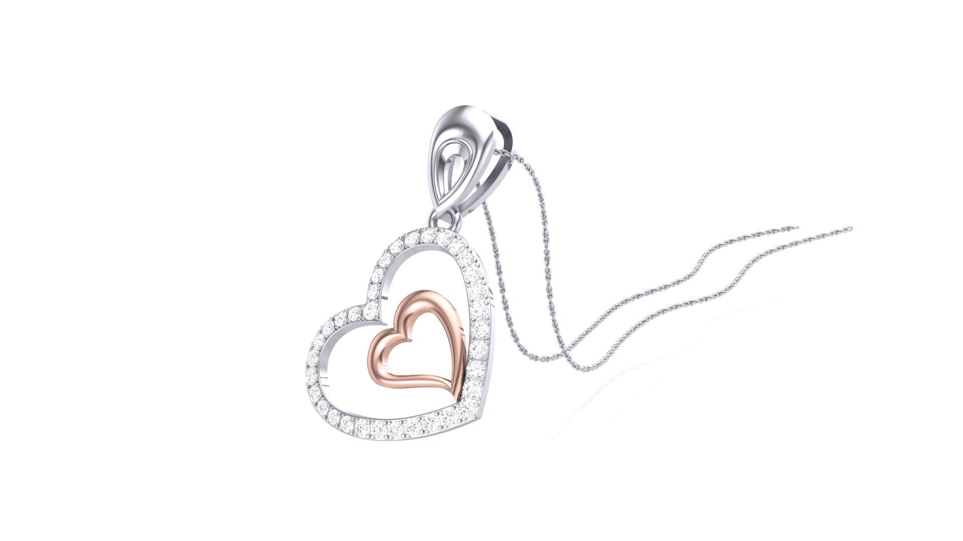 Women Heart Love Diamond Pendant stl renders details 3D print model_3