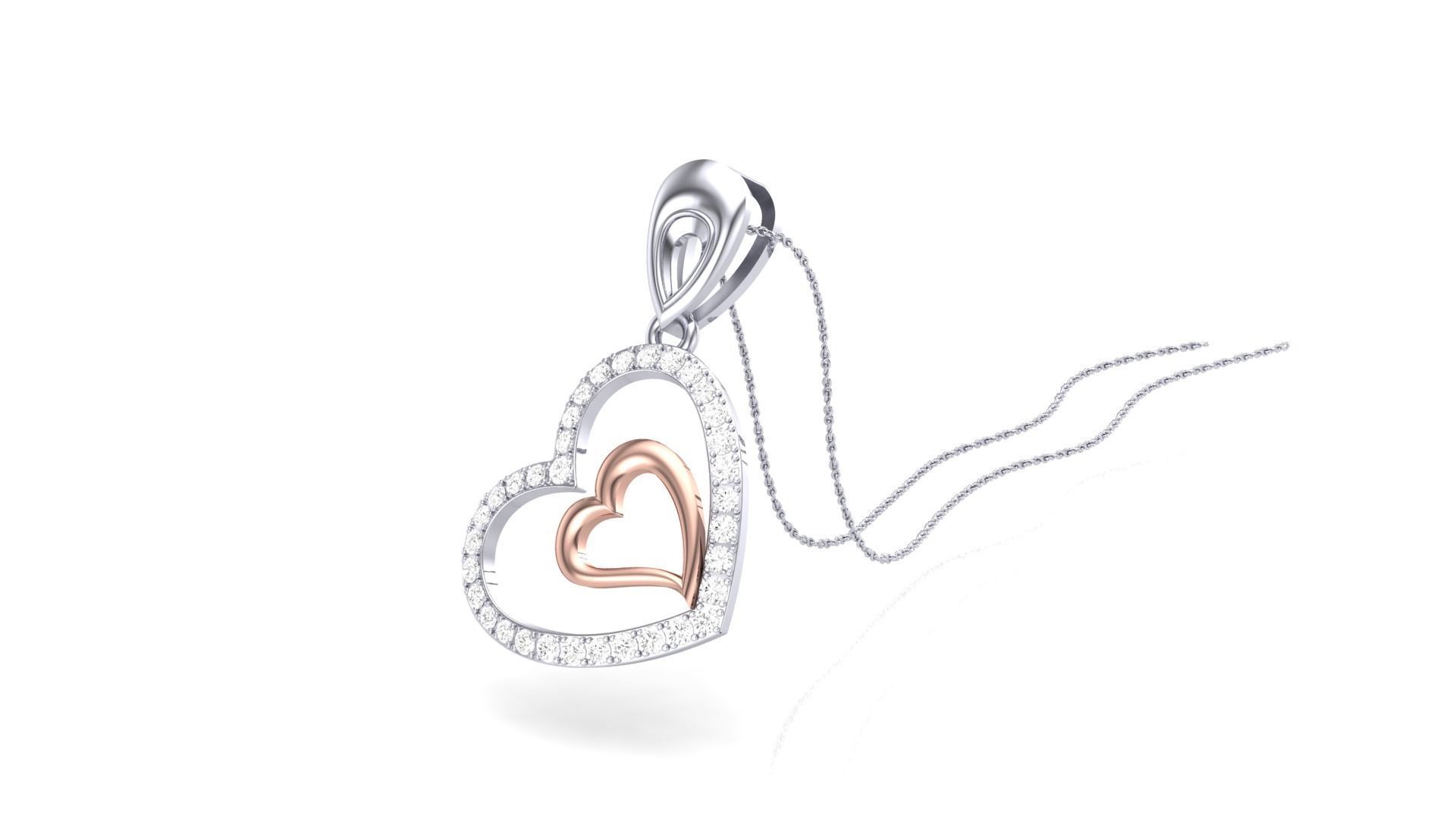 Women Heart Love Diamond Pendant stl renders details 3D print model_1