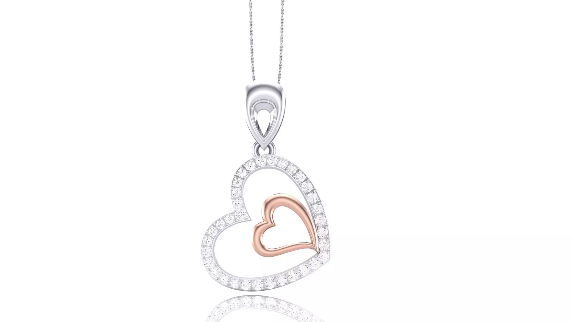 Women Heart Love Diamond Pendant stl renders details 3D print model_0