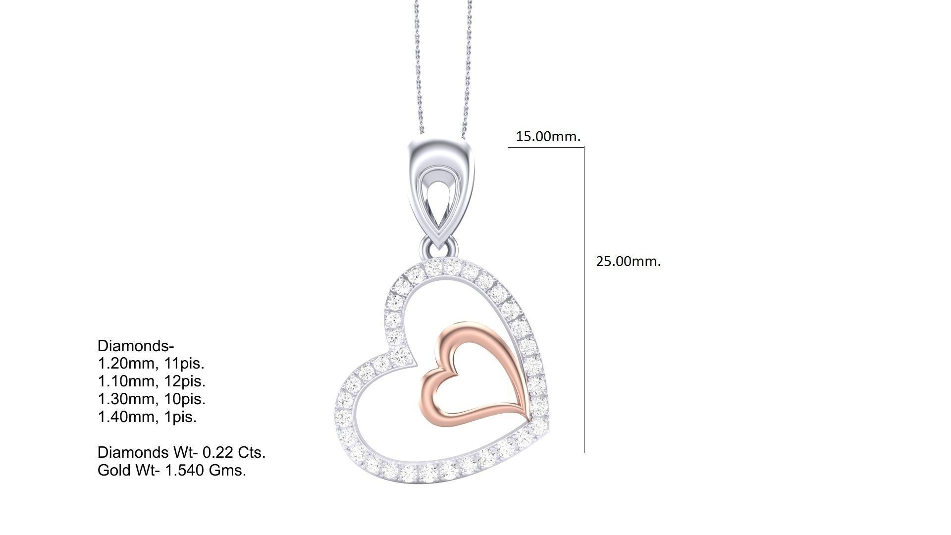 Women Heart Love Diamond Pendant stl renders details 3D print model_4