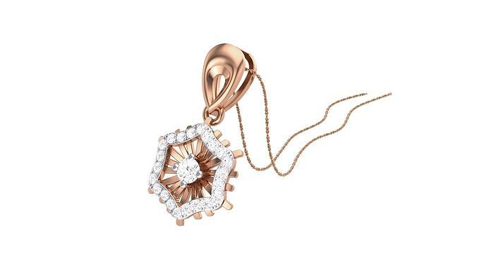 Flower Wire Mesh Solitaire Diamond Pendant 3dm stl renders 3D print model