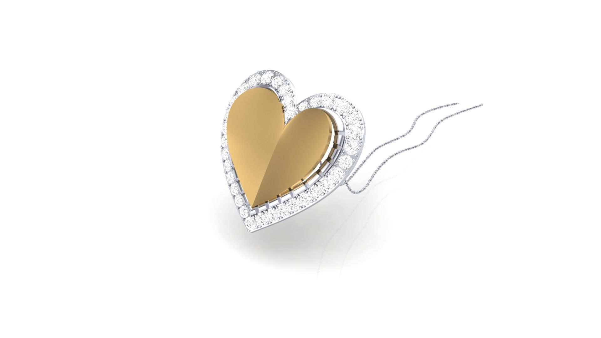 Diamond Love Valentine Heart Pendant 3dm stl renders details 3D print model_2