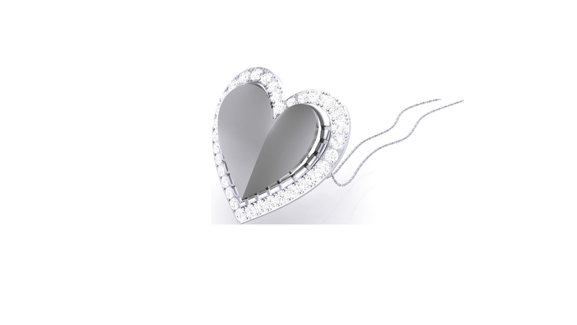 Diamond Love Valentine Heart Pendant 3dm stl renders details 3D print model_1