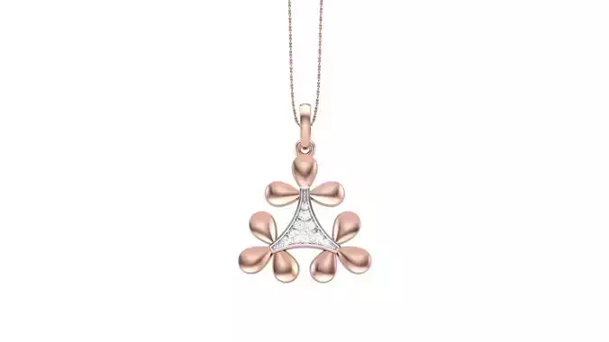 Tri Flower Women Flower Diamond Pendant 3dm stl renders details 3D print model