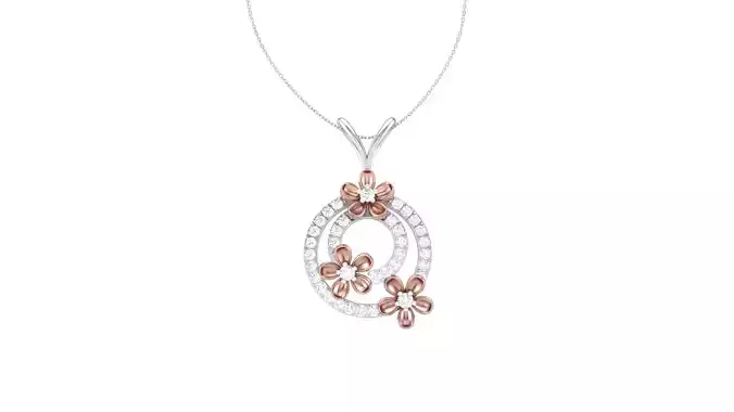 Women Flower Diamond Pendant 3dm stl renders details 3D print model