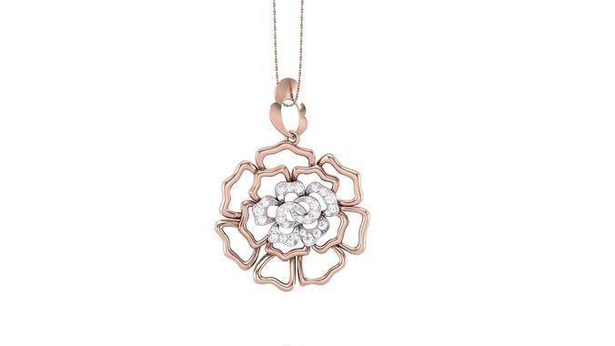 Lotus Flower Diamond Pendant 3dm stl renders details 3D print model