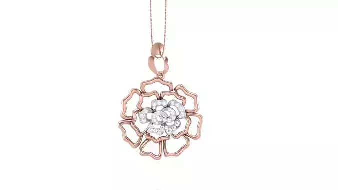 Lotus Flower Diamond Pendant 3dm stl renders details 3D print model