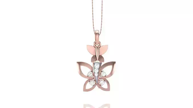 Women Diamond Butterfly Pendant 3dm stl renders details