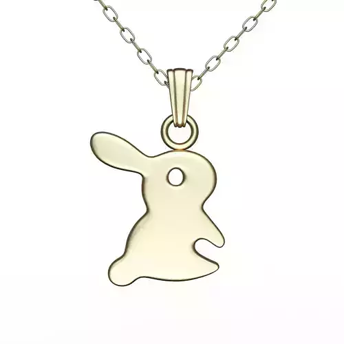 Rabbit Pendant Necklace Gold Low-poly 3D model