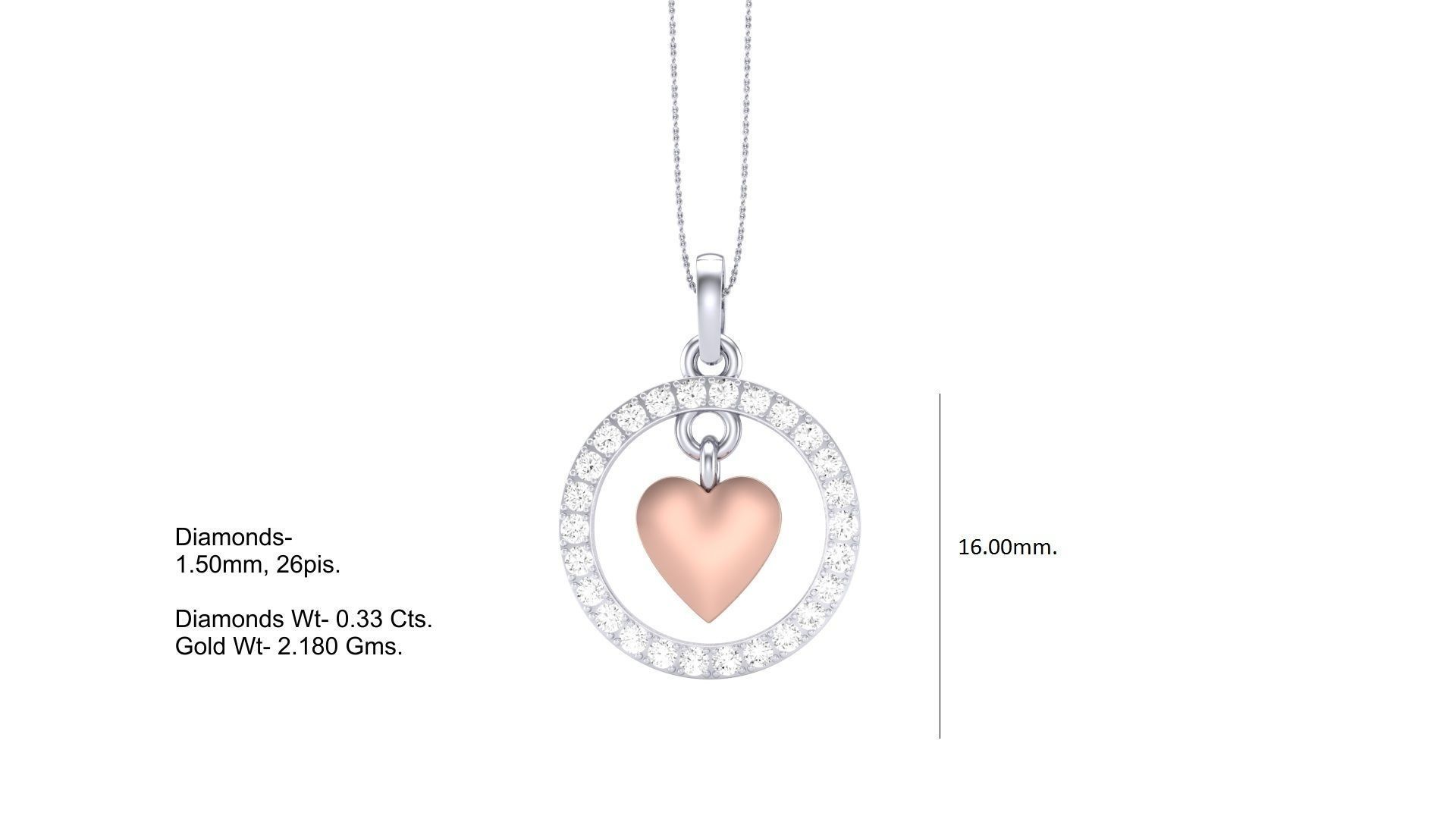 Women Heart Love Diamond Pendant stl renders details 3D print model_4