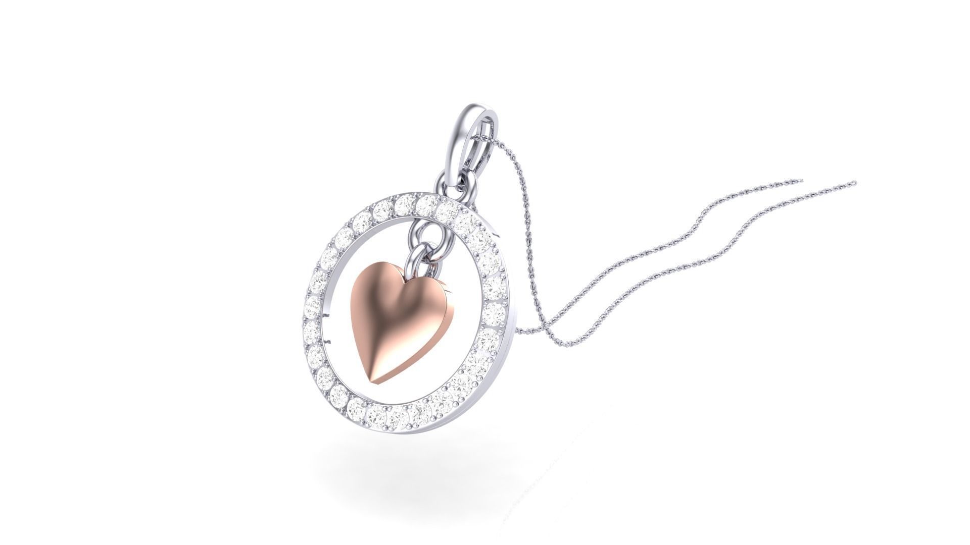 Women Heart Love Diamond Pendant stl renders details 3D print model_3