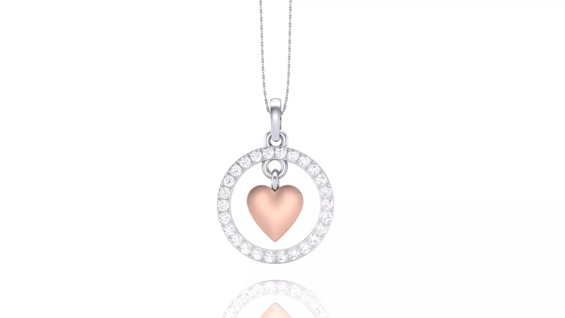 Women Heart Love Diamond Pendant stl renders details 3D print model_0