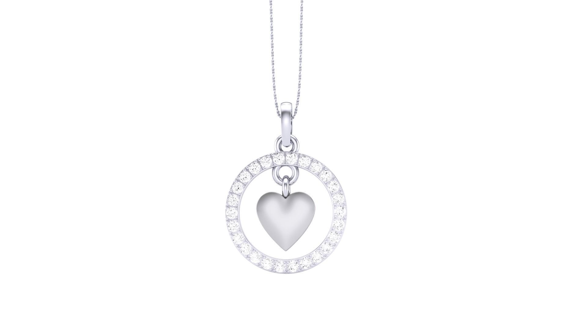 Women Heart Love Diamond Pendant stl renders details 3D print model_5