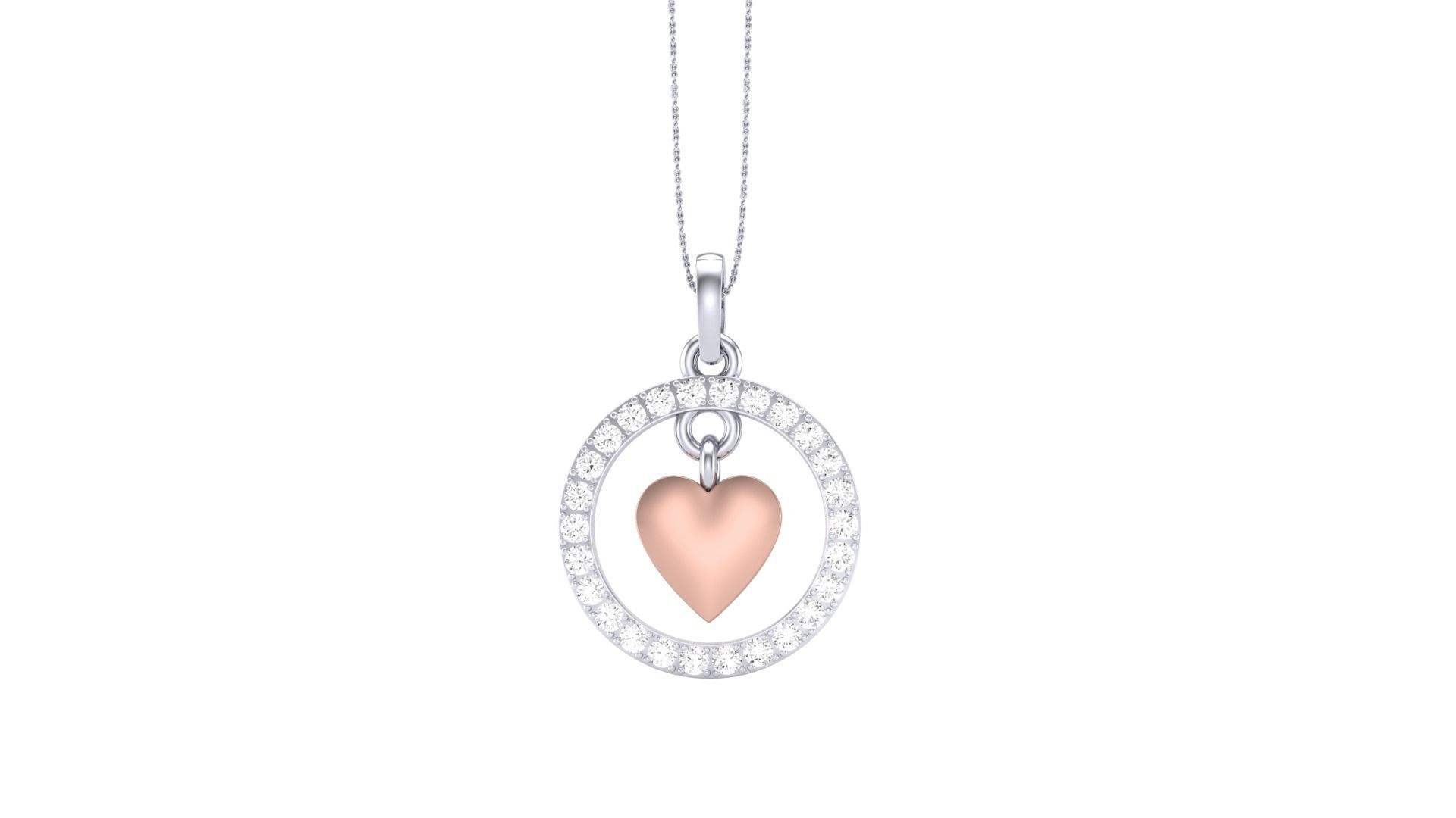 Women Heart Love Diamond Pendant stl renders details 3D print model_6