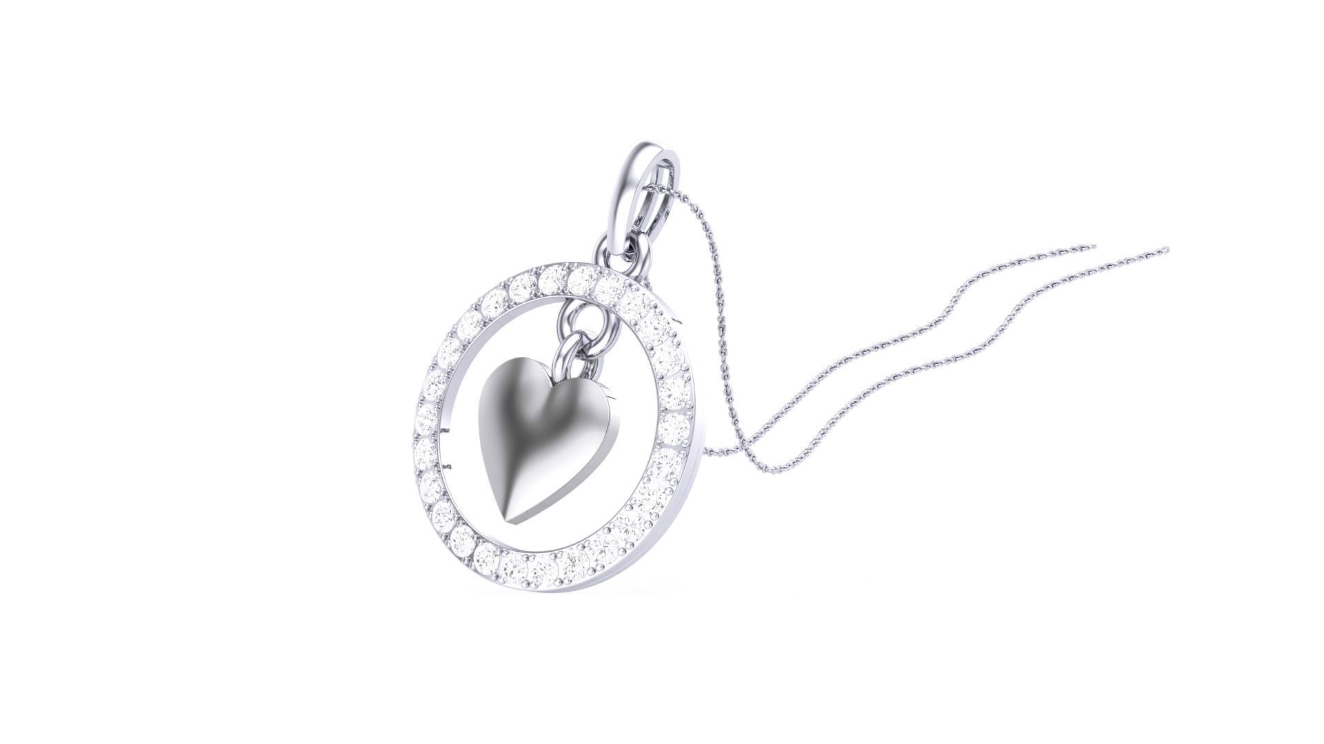 Women Heart Love Diamond Pendant stl renders details 3D print model_2