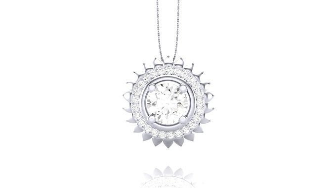 Halo Solitaire Diamond Pendant 3dm stl renders details 3D print model