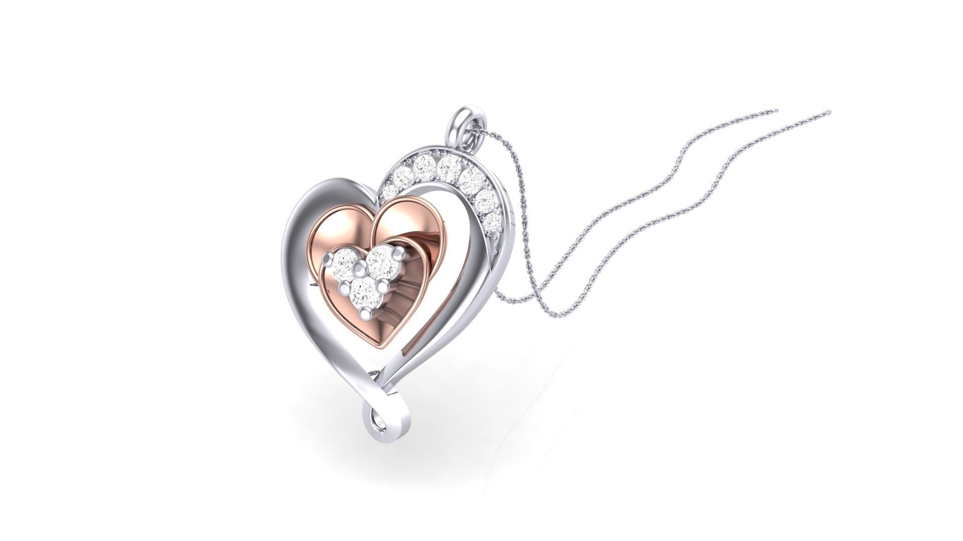 Women Heart Love Diamond Pendant stl renders details 3D print model_3
