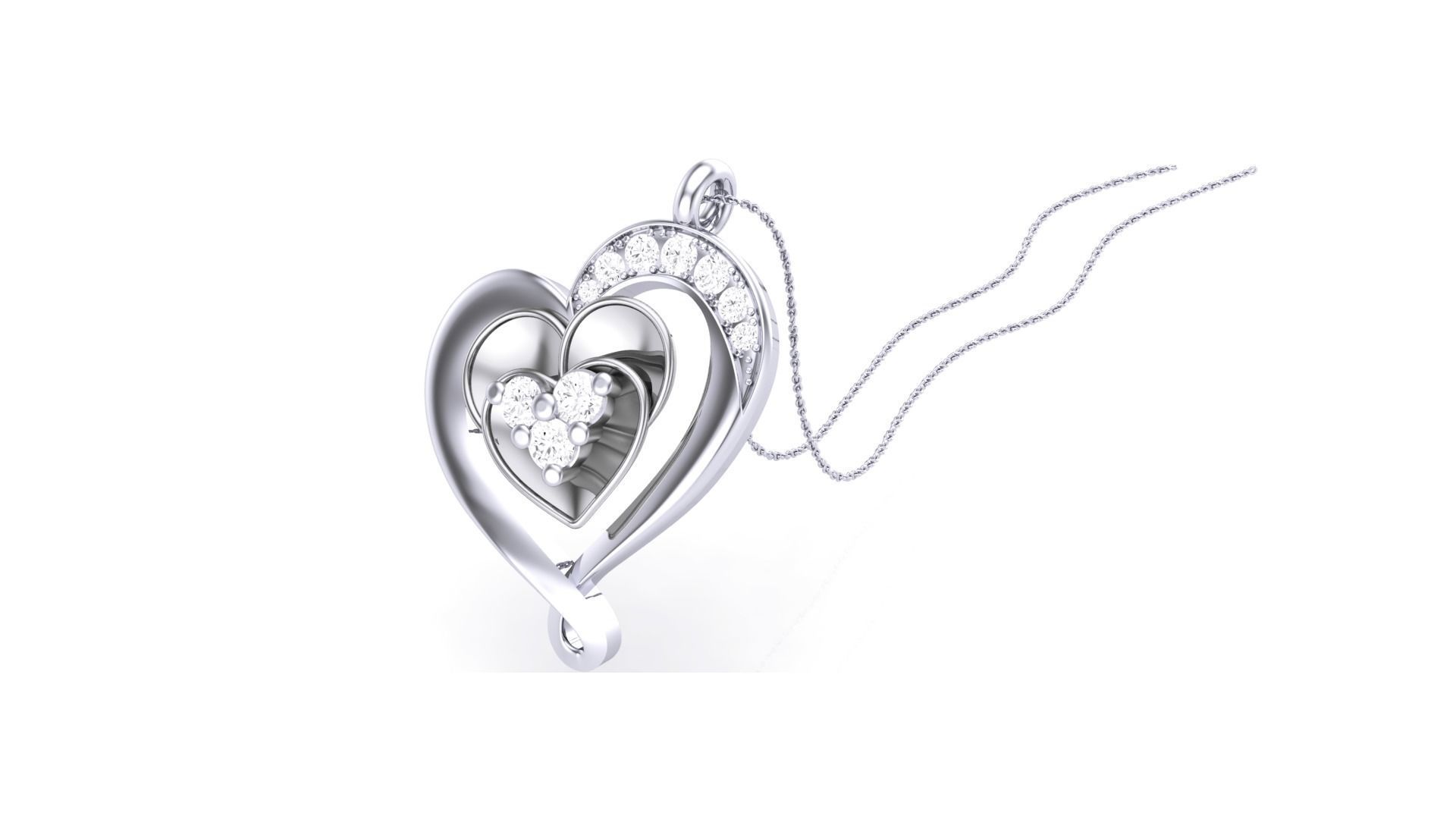 Women Heart Love Diamond Pendant stl renders details 3D print model_2