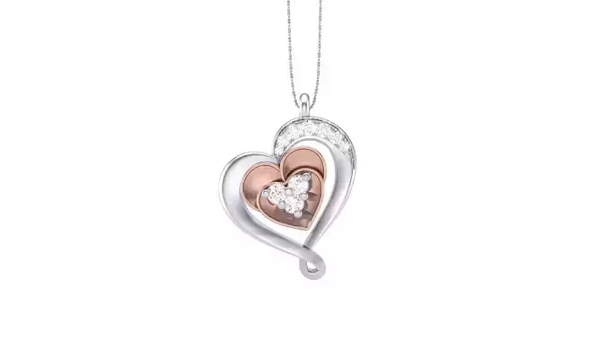 Women Heart Love Diamond Pendant stl renders details 3D print model