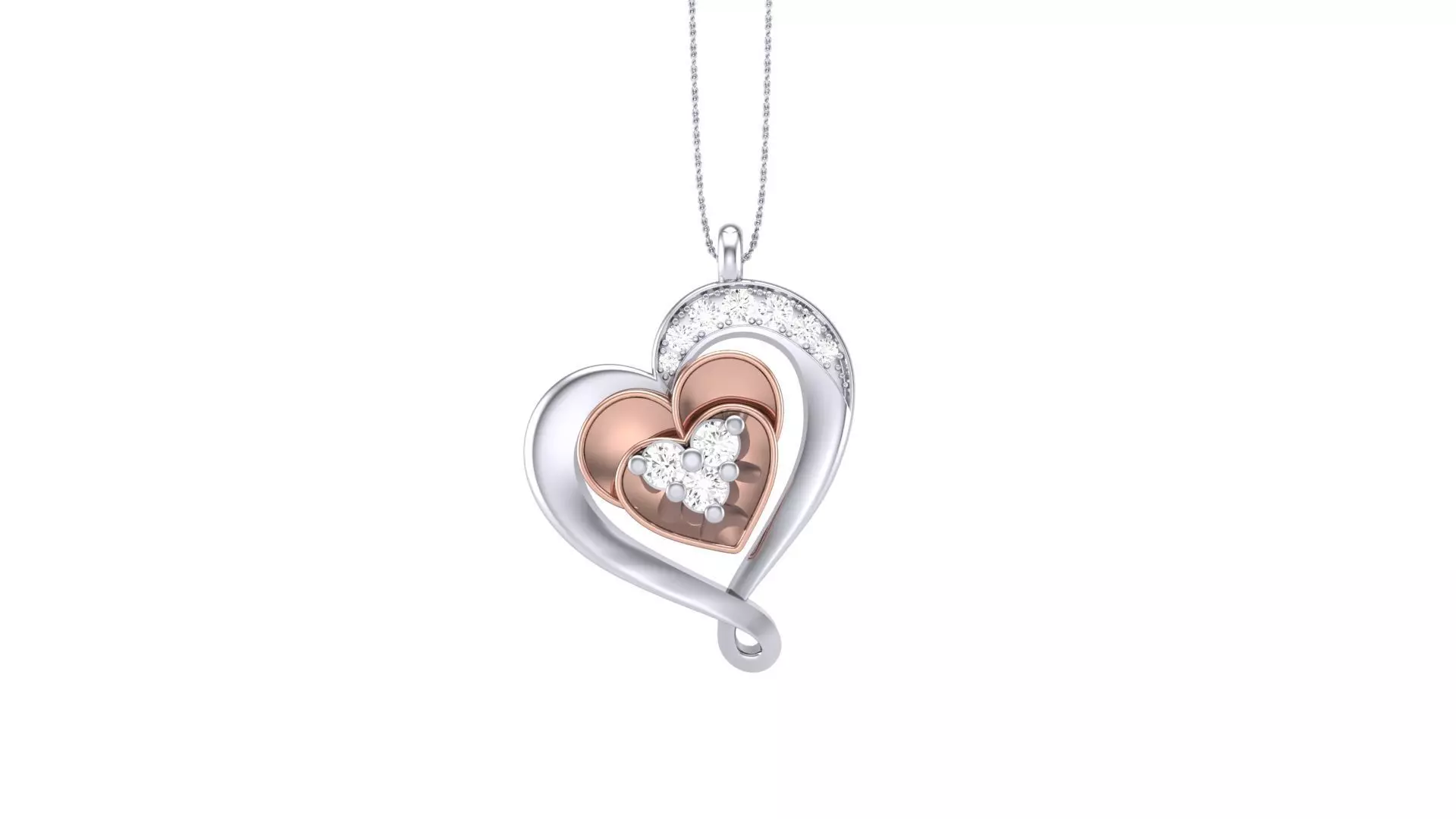 Women Heart Love Diamond Pendant stl renders details 3D print model_0