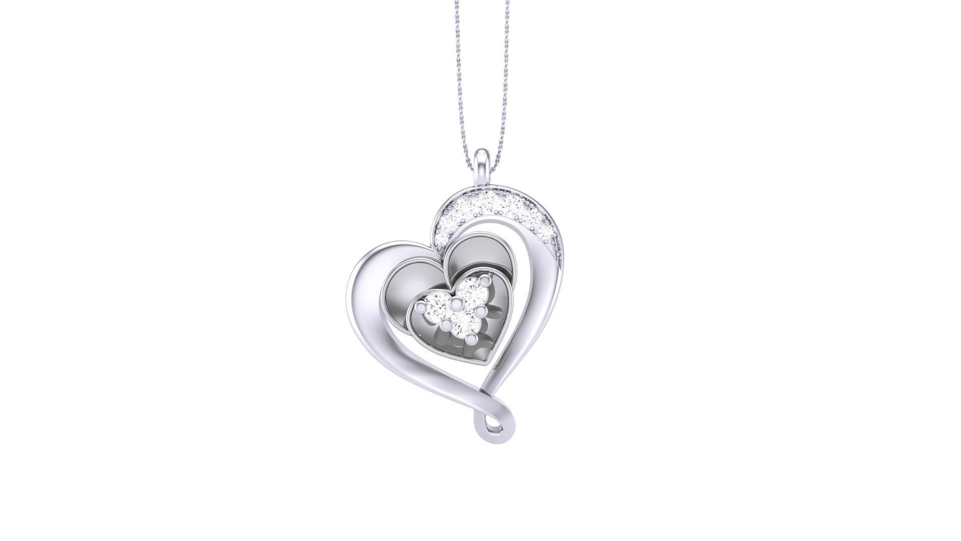 Women Heart Love Diamond Pendant stl renders details 3D print model_5