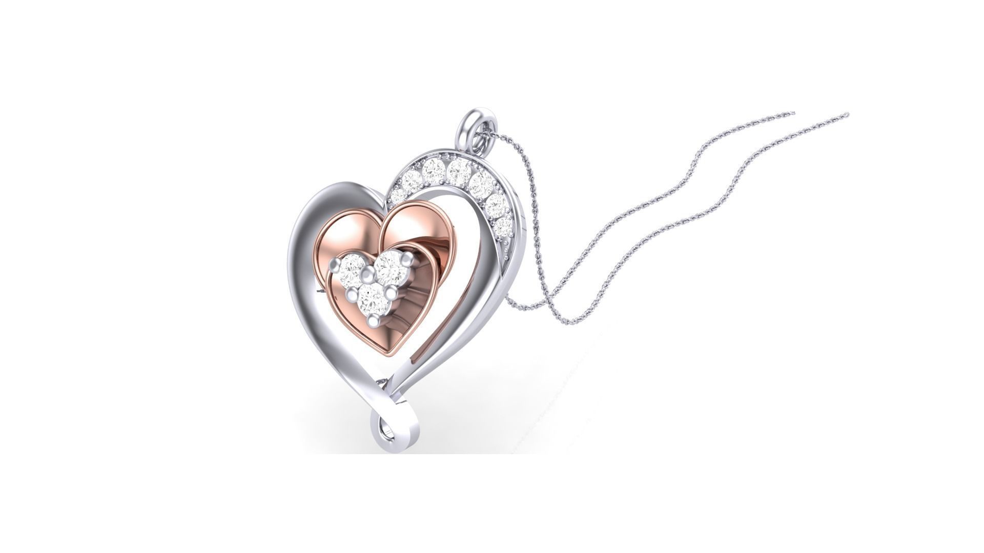 Women Heart Love Diamond Pendant stl renders details 3D print model_1