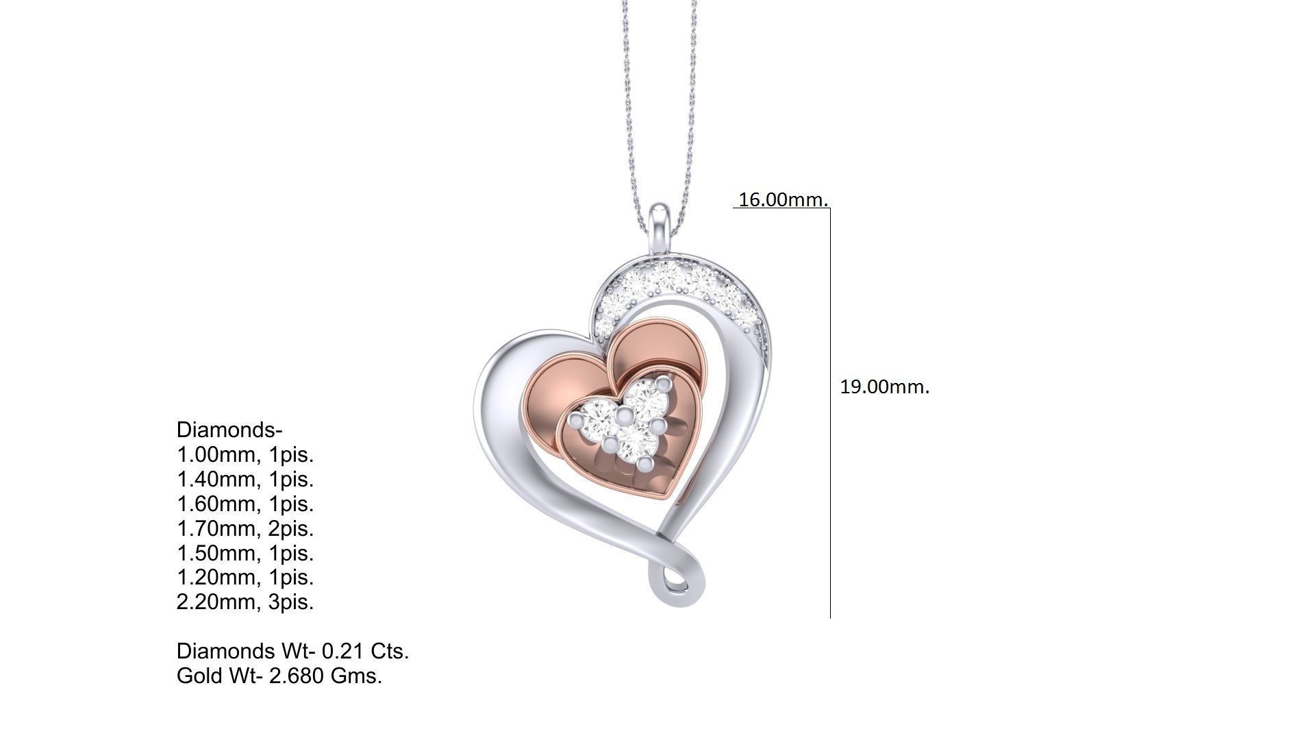 Women Heart Love Diamond Pendant stl renders details 3D print model_4