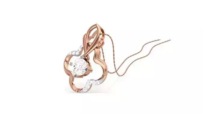 Women Solitaire Diamond Pendant 3dm stl renders details