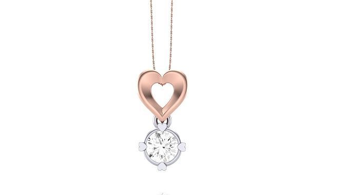 Women Solitaire Diamond Heart Pendant 3dm stl renders details 3D print model