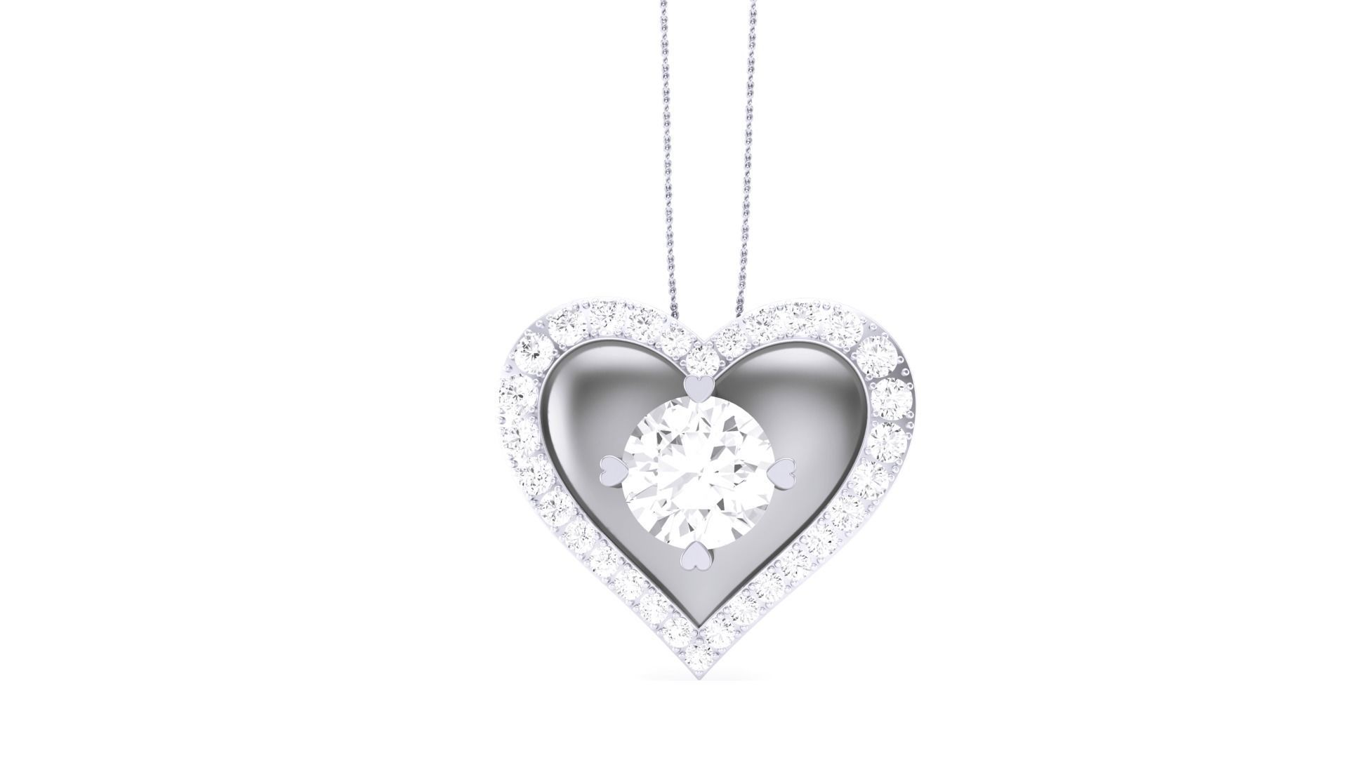 Women Heart Love Diamond Pendant stl renders details 3D print model_6
