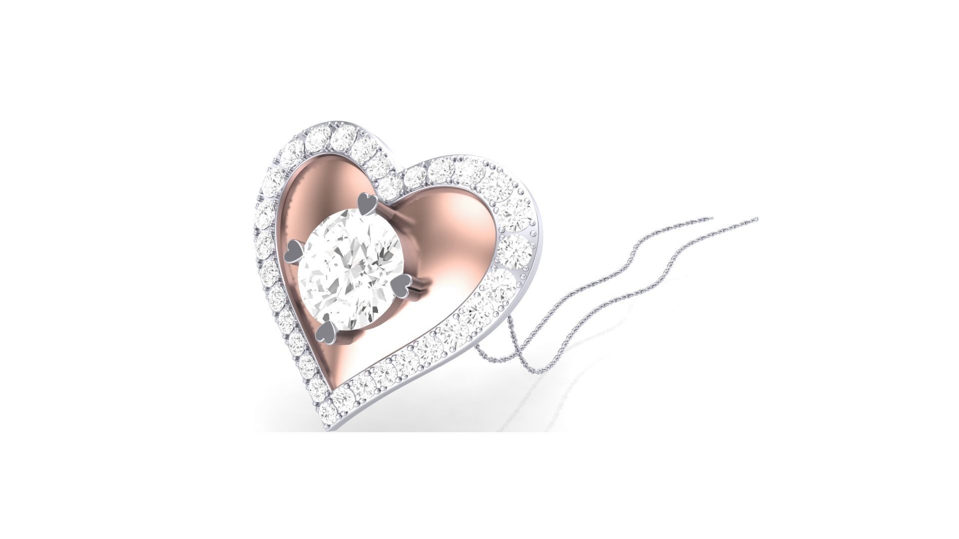 Women Heart Love Diamond Pendant stl renders details 3D print model_2