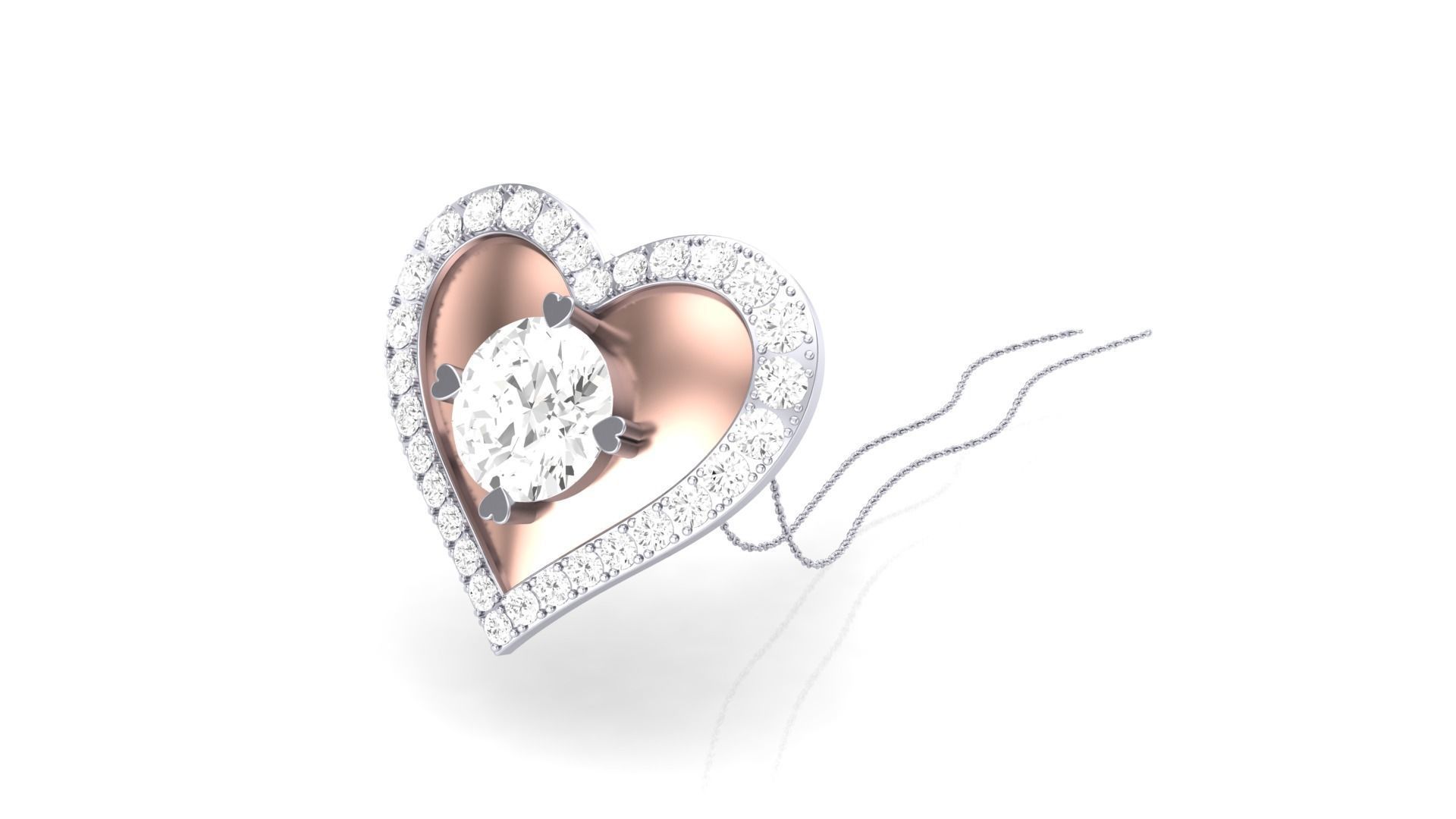 Women Heart Love Diamond Pendant stl renders details 3D print model_1