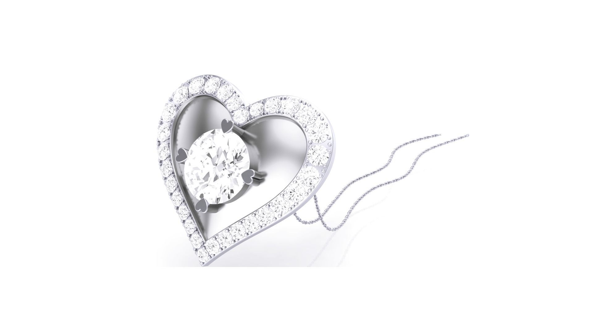 Women Heart Love Diamond Pendant stl renders details 3D print model_3